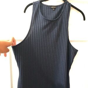 River Island Navy Blue Ribbed Tank Dress